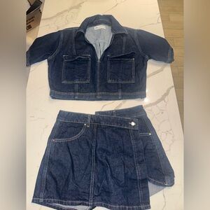 Zara Dark Blue Denim Skort Set